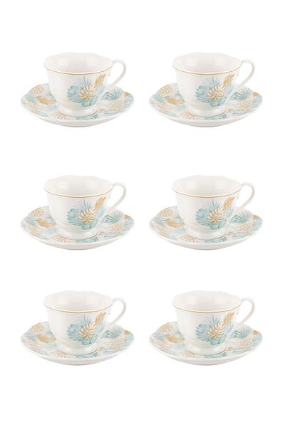 Tantitoni Set of 6 Leaves New Bone Coffee Cups