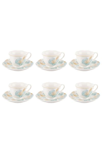 Tantitoni Set of 6 Leaves New Bone Coffee Cups