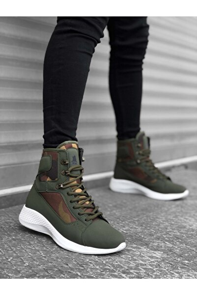 Epikoza Yüksek Taban Haki Kamuflaj Kısa Unisex Spor Postal Bot Ekz705mr21