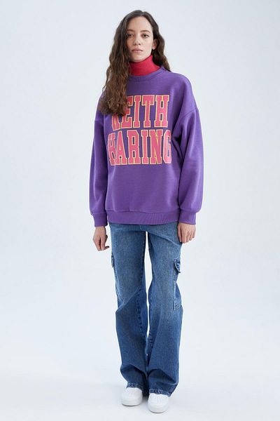 DeFacto Keith Haring Oversize-Fit-Sweatshirt mit Rundhalsausschnitt