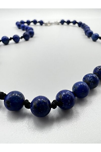 GÜMÜŞTEL EL SANATLARI Sertifikalı Doğal Taş Lapis Lazuli Taşı Kolye Aaa Kalite 6mm