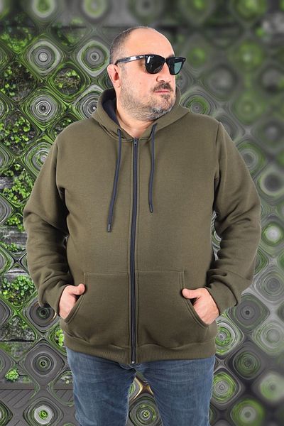 MocGrande Μεγάλο μέγεθος Unisex Hooded 3ip Sweat 11701 Khaki