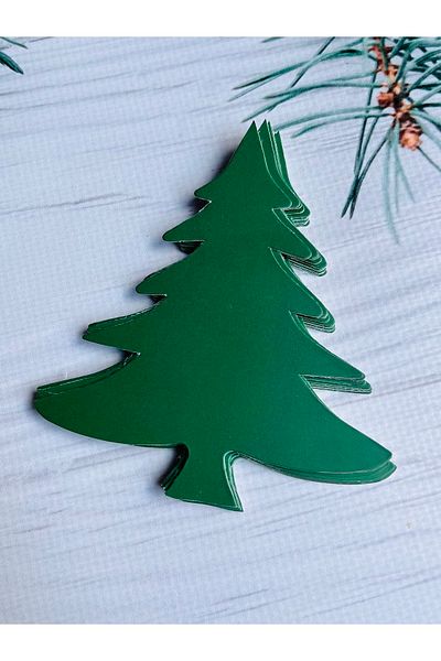 t tuğset etiket Pine Tree Themed Cutted New Year Tag / green Cardboard New Year Tag / 10x9 Cm 10 Pieces
