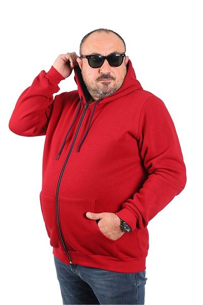 Starbattal Μεγάλου μεγέθους Unisex Hooded 3ip Sweat 11701 Claret Red
