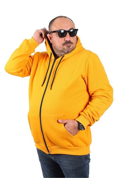 Starbattal Plus Size Unisex Hooded 3ip Sweat 11701 Mustard