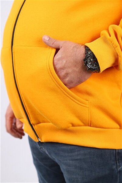 Starbattal Plus Size Unisex Hooded 3ip Sweat 11701 Mustard