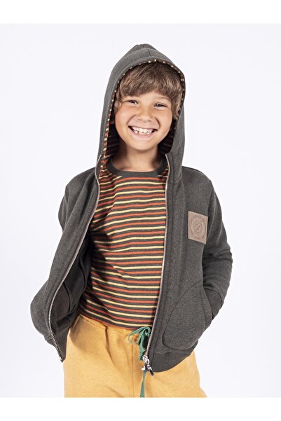 Ozmoz By Mukadder Özden Recycle Cotton Raised Hooded Moldgreen Boy's Jacket
