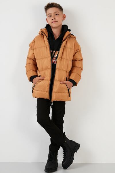 Lela Removable Hooded Inflatable Boy's Coat with Plush Lining Inside 576220 K