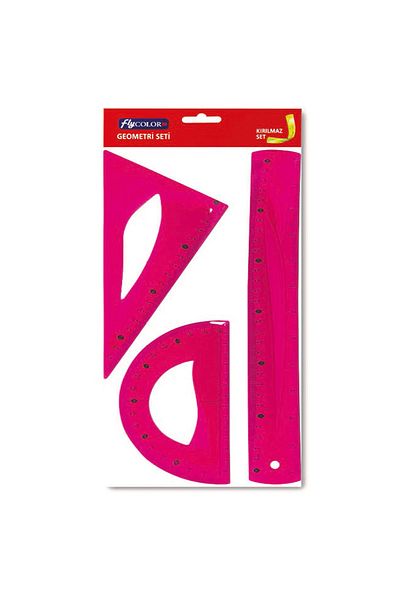 FLY COLOR Unbreakable Drawing Set Flexible Flexible (Ruler, Miter, Protractor)