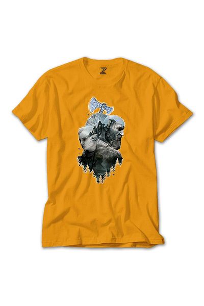Z zepplin Κίτρινο T-shirt God Of War Ragnarok Atreus Kratos Silhouette