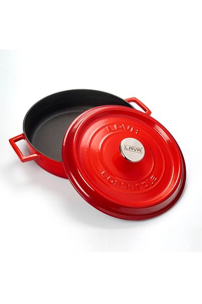 Lava Trendy Cast Iron Spring Pot with Lid - Diameter 28 cm - Red