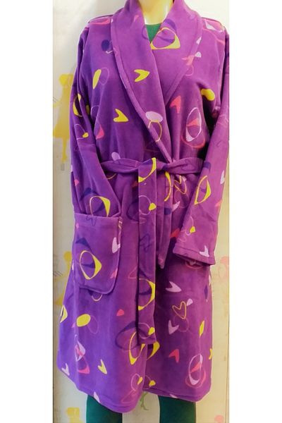 Dika Women's Short Fleece Dressing Gown Patterned