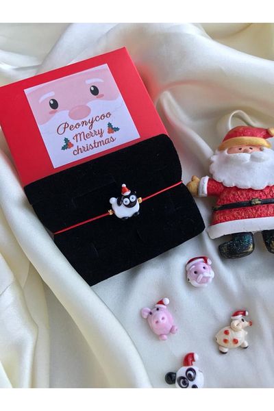 PEONY - peonyofficiall New Year Lamb Glass Murano Bracelet with Santa Claus Hat Red String New Year Themed Christmas Bracelet
