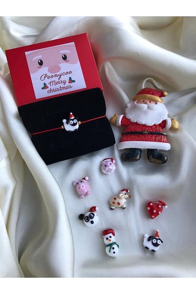PEONY - peonyofficiall New Year Lamb Glass Murano Bracelet with Santa Claus Hat Red String New Year Themed Christmas Bracelet
