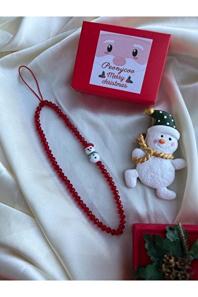 PEONY peonyofficiall Yeni Yıl Kardan Adam Cam Murano Ve Kristal Telefon Ipi Yılbaşı Temalı Christmas Telefon Charmı