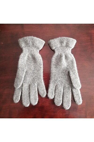 Butik Tülin Uniseks Saf Kaşmir Açık Gri Kırçıllı Bileği Lastikli Çok Yumuşak Eldiven S-m Beden