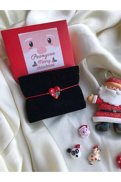 PEONY - peonyofficiall New Year Kokina Flower Heart Glass Murano Bracelet Red String New Year Themed Christmas Bracelet