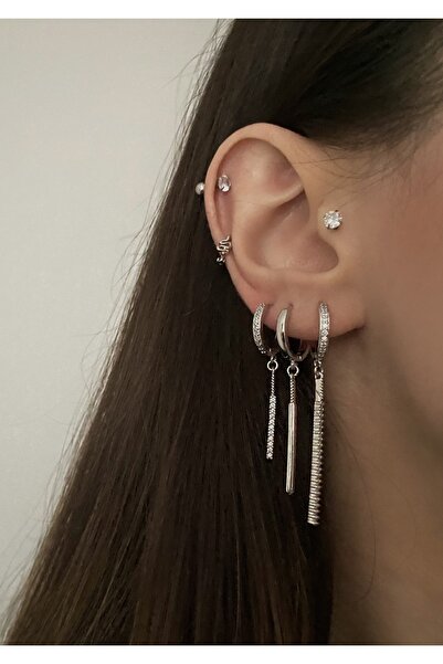 Okkostore Sallantılı Çubuk 3'lü Küpe