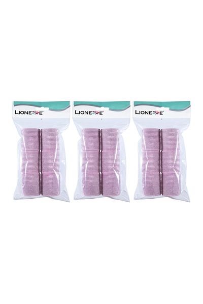 Lionesse Curler 1113 Pink with Sponge 6 Pack 3 Pieces