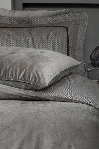 Yataş Charme Pietro Double Velvet Satin Bedding Set - Anthracite