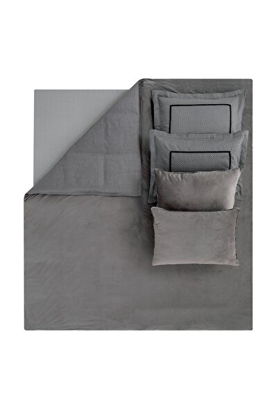 Yataş Charme Pietro Double Velvet Satin Bedding Set - Anthracite