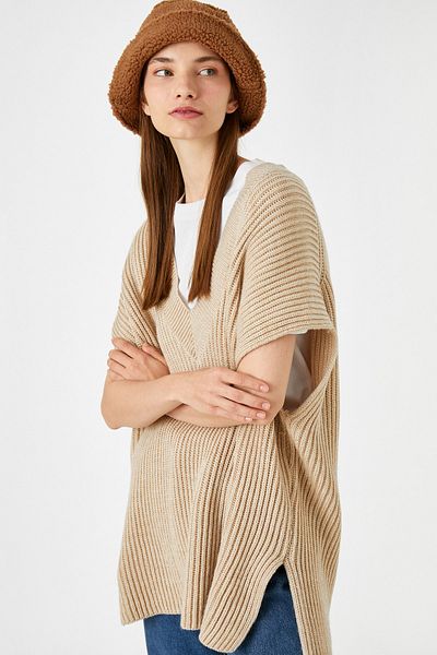 Koton Übergroßer Pullover mit V-Ausschnitt