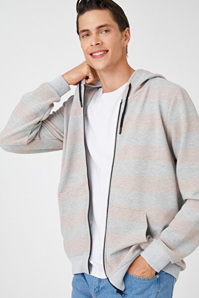 Koton Ανδρικό φούτερ μπεζ ριγέ 3WAM70518MK