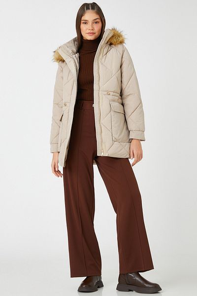 Koton Women's Beige Coat 3WAL00001IW