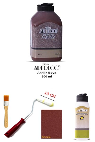 GLANCE Artdeco Akrilik Boya 500 Ml Kahverengi Dolap Boyama Seti Mobilya Boyam...