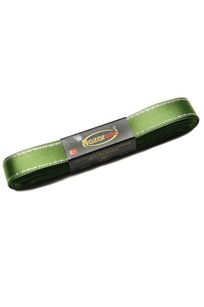 Nazarone Πράσινη Σατέν Ασημένια Κορδέλα - 2cm-10mt (2001)