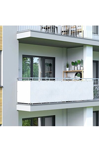Edoplast 4m X 65 Cm Beyaz Renk Balkon Demiri Brandası Gölgelik Çadırı Su Geçirmez