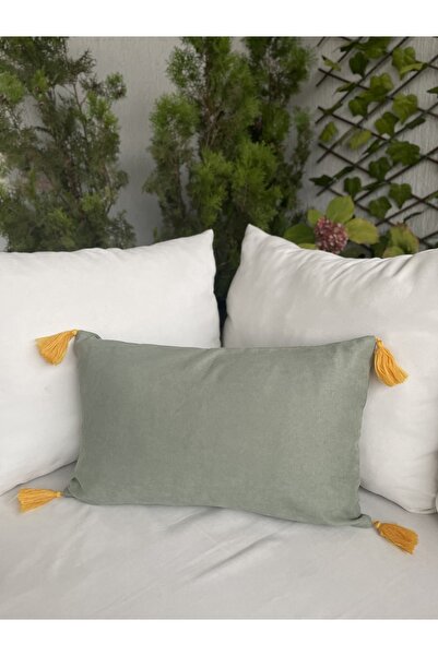 Decamor home Зелена подушка з бахромою