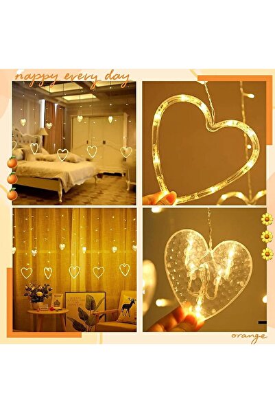 Genel Markalar 3mt Usb Girişli 6x6 Kalp Figürlü Gün Işığı Perde 120ampul Led