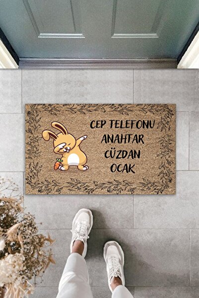 Pazarova Tavşanlı Hatırlatıcı Kapı Önü Paspası 70x45 Cm