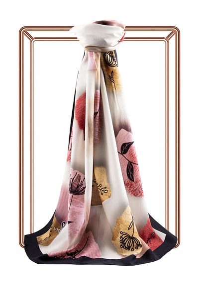 Vissona Γυναικείο Luxury Medina Silk Shawl Cream Κόκκινο
