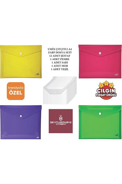 Umix Colorful-transparent A4 Snap File 16 Pieces