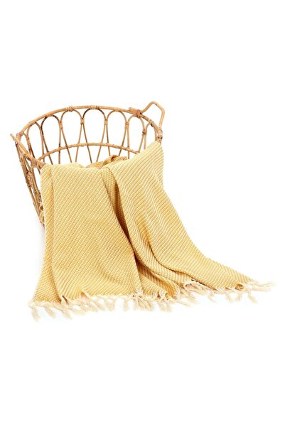 PESHCE Honeycomb Double Bedspread 180×240 Cm Yellow