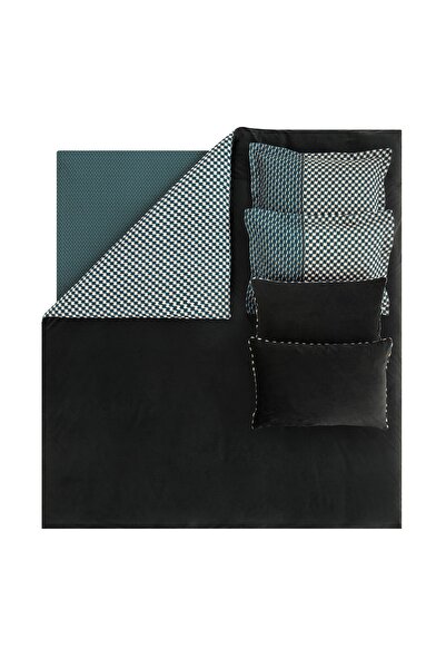 Yataş Charme Bronte Oversize Velvet Satin Duvet Cover Set - Black