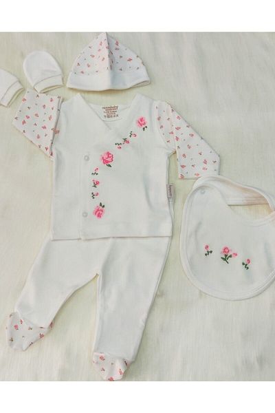 ciccimbaby 100% Cotton Antiallergic 5-Piece Cross Stitch Embroidered Bodysuit