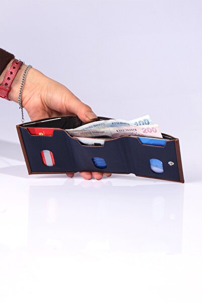 Grande 724 100% Γνήσιο Δέρμα Ανδρικό Πορτοφόλι Θήκη Κάρτας Καφέ