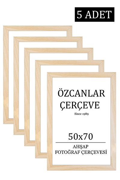 ÖZCANLAR ÇERÇEVE Set of 5 Wooden Frame Wooden Picture Frame 50x70 Natural Wooden Frame Raw Wood