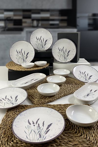 Keramika Lavender 14 Piece Breakfast Set for 6 People