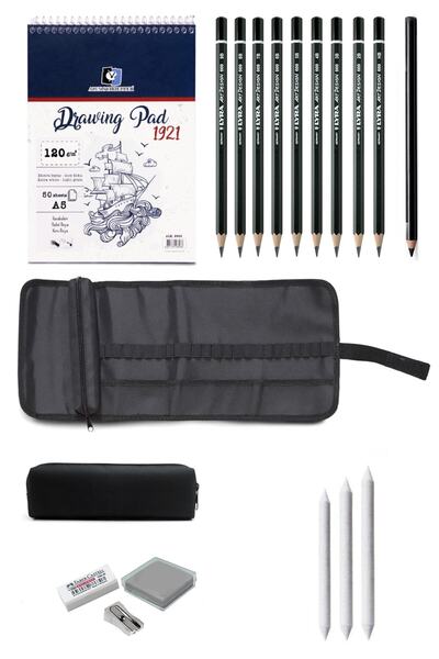 Alis Alex Schoeller A5 Eskiz Defterli 50 Yp Lyra Dereceli Kalem Karakalem Bez...