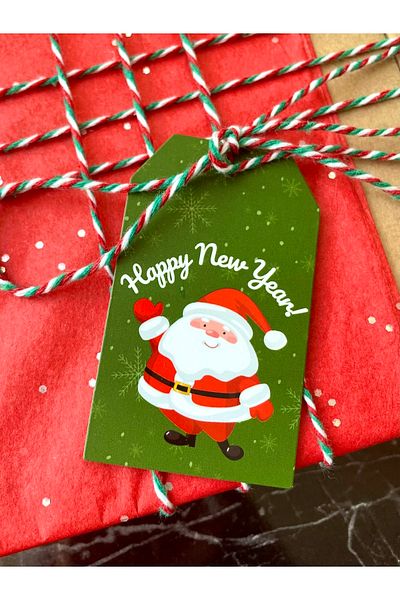 Hayal.kirtasiyesi New Year's Series Perforated Sticker 4.5X7 cm 20 Pieces New Year's Sticker with Double Direction Embossing Detail