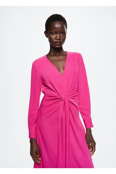 MANGO Woman Rochie midi cu cravată