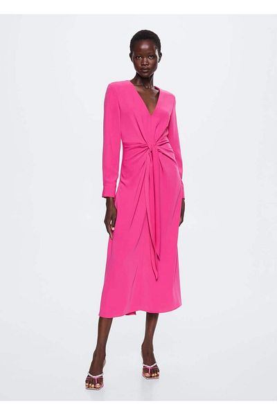 MANGO Woman Rochie midi cu cravată