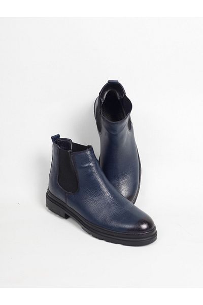 capel hor-se Ανδρικές μπότες Chalsea με γούνα Navy Blue