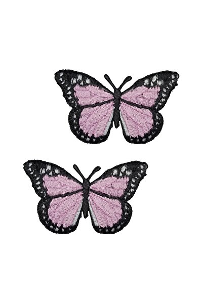 REMSATİC حلية حديدية - رقعة - نموذج فراشة وردي (6 سم × 5,5 سم) 2 قطعة