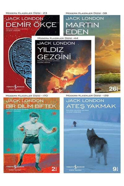 TÜRKİYE İŞ BANKASI KÜLTÜR YAYINLARI Jack London 5'li Set Kitap(demir Ökçe,mar...