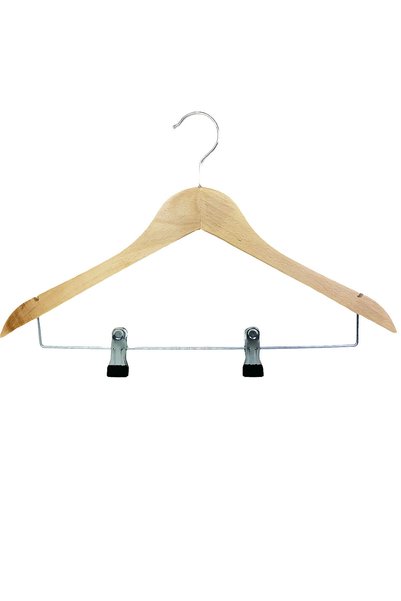 Eksprespazar 1st Quality Polished Wooden Latch Hanger Skirt and Trouser Hangers 10 Pieces